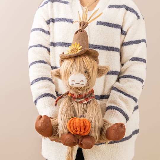 Glitzhome® 17.75" Fall Fabric Highland Cow Shelf Sitter